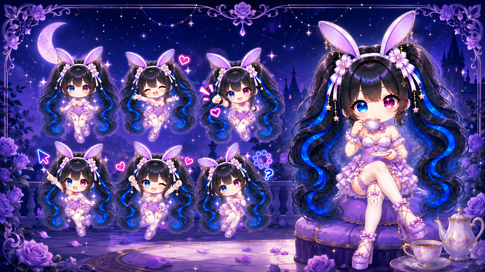 Mikaela Bunny en las diferentes animaciones del cursor oficial